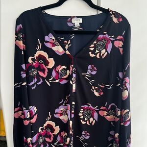 J. Crew Floral V-Neck Blouse